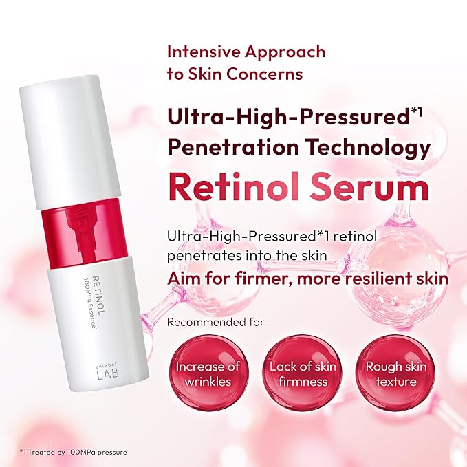 unlabel LAB Retinol Anti-aging Serum, Ultra-High-Pressured Retinol, Facial Essence for Wrinkles & Fine Lines, Fragrance Free, Made in Japan, J-beauty, 50mL