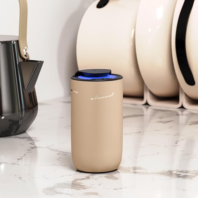 The AirScent Mini Waterless Diffuser - Gold Finish - 15 mL Capacity | Fragrance Oil Aromatherapy Diffuser For Aesthetic Scenting for Homes, Offices, Spas and Hotels - Night Light Feature