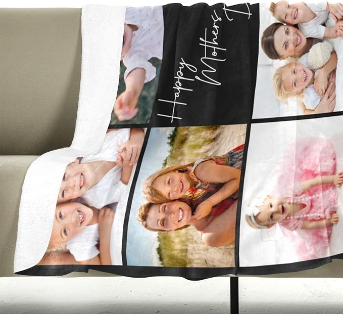 inkArts Custom Blanket with Photo, Personalized Blanket, Customized Photo Blankets, Customizable Picture Blankets, Personalized Photo Gifts for Mom Baby Kid Family Pet