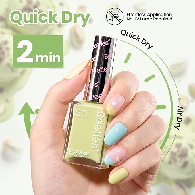 Beetles Pastel Nail Polish Set - Pistachio Whispers, 6 Colors Spring Nail Polish Quick Dry Set, Spring Nails Art, Long Lasting Manicure Salon DIY Home Easter Nails Gift for Her