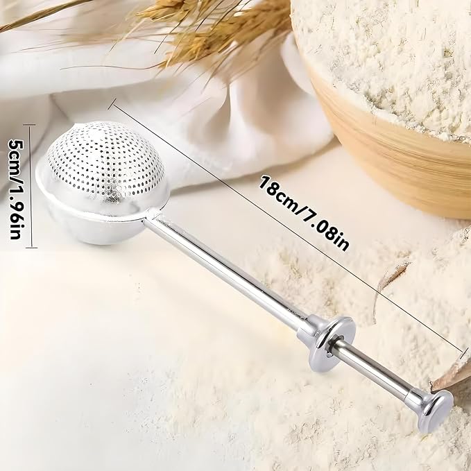Powdered Sugar Shaker Duster Flour Sifter, Stainless Steel Fine Mesh Sifter and Operated Handle Flour Duster for Baking Sugar Tea Spices Strainers