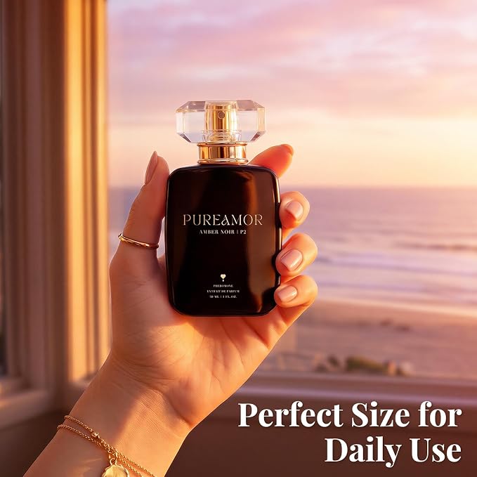 PUREAMOR Pheromone Perfume for Women, Amber Noir Extrait de Parfum Spray – Bold Gourmand Scent with Roasted Coffee, Amber & Vanilla, Long Lasting Fragrance, 1.0 oz / 30 ml