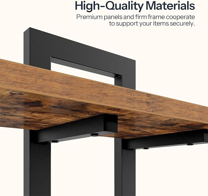 HOOBRO Floating Shelves, 15 Inch Wall Shelf Set of 4, Wall Mounted Storage Shelves 2-Tier, Hanging Bathroom Shelves, for Living Room, Bedroom, Bathroom, Kitchen, Rustic Brown and Black BF32BJP401