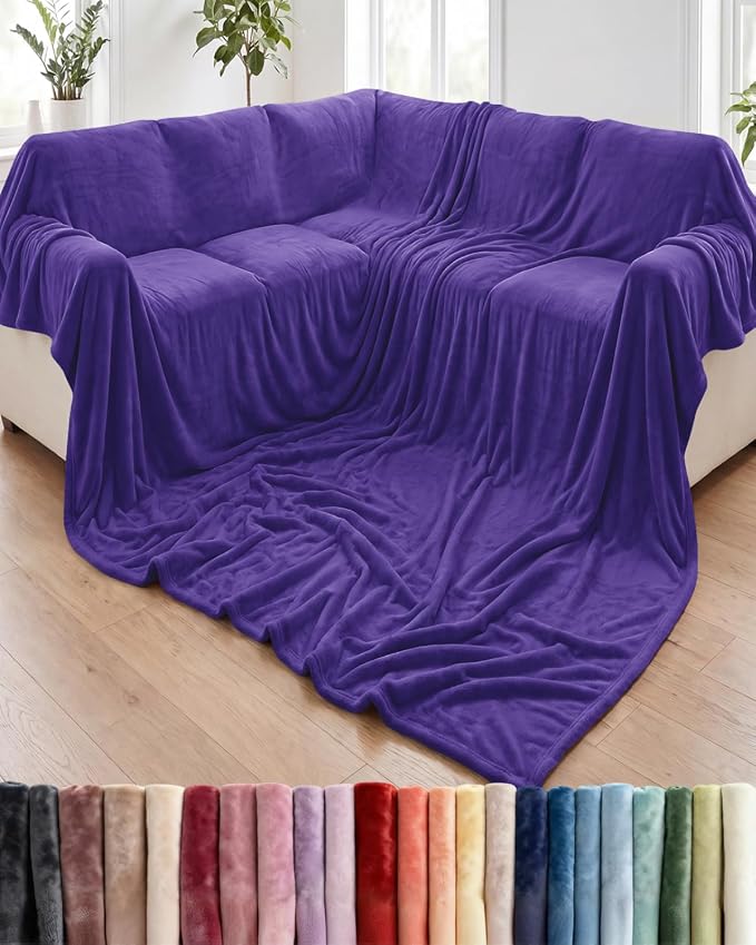Ultra Soft Fleece Blanket Giant Blanket Size - Flannel Fleece Luxury Blanket - Lightweight for Couch Bed Chair - Thick, Warm and Breathable - All Season Cozy, Purple Haze