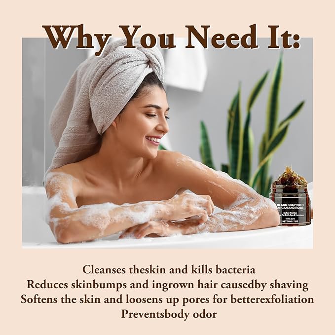 Morocco Black Soap with Argan and Rose, Morocco Black Beldi Bar Exfoliating Soaps, Moroccan Black Soap Hammam, Moroccos Body Scrub with Exfoliating Glove