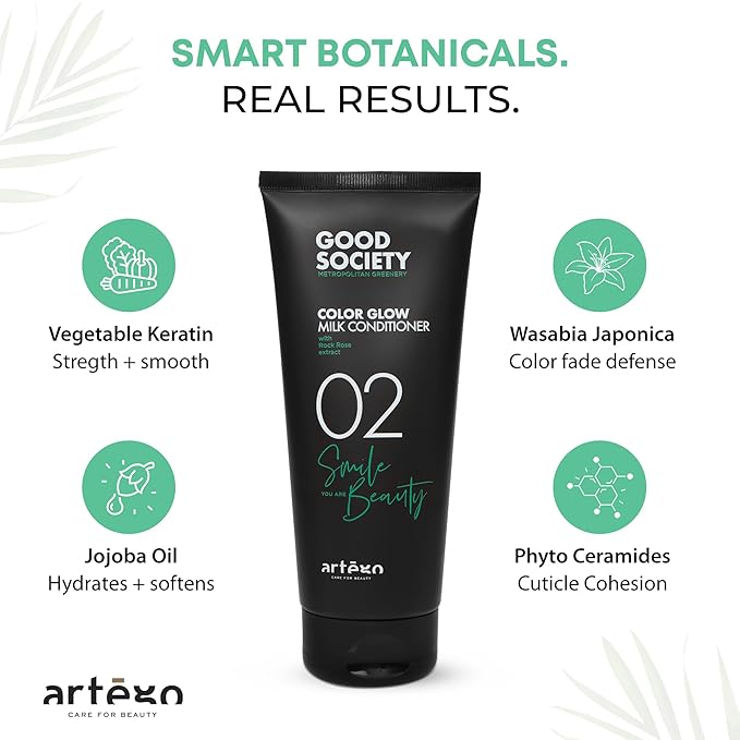 Artègo Good Society Color Glow Milk Conditioner (6.7 fl oz) – Lightweight Detangling Conditioner for Color-Treated Hair