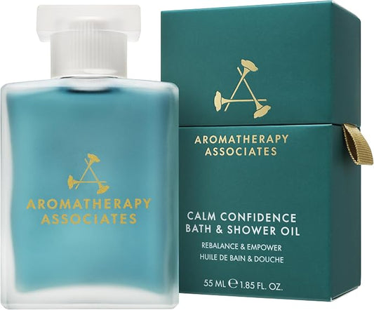 Aromatherapy Associates Calm Confidence Bath & Shower Oil, 55ml, Aromatherapy Body Oil with Blue Tansy, Sandalwood & Jasmine to Rebalance & Empower, Vegan