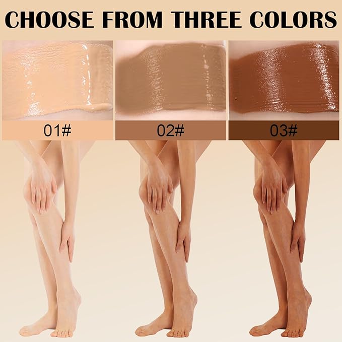 Waterproof Leg & Body Makeup Cream with Puff, Transfer-Resistant Full Coverage Concealer for Tattoos, Scars & Varicose Veins, Long-Lasting Natural Finish Foundation for All Skin Tones, 02
