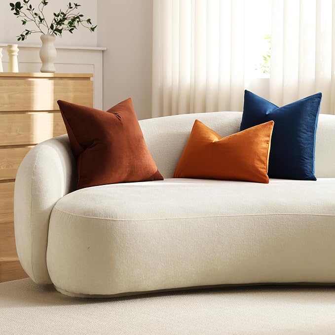 Throw Pillow Covers 18x18 Reddish Brown: Pack of 2 Cozy Soft Velvet Square Modern Luxury Decorative Throw Pillow Cases for Sofa Couch Living Room Bed Home Decor