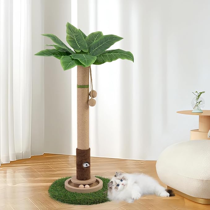 Tall Cat Scratching Post,Cat Toys,Cat Scratcher Tree for Large Cat | Heavy Duty,Protect Sofa,Modern Boho,Cat Ball Track,Cat Tree,For Indoor Cats