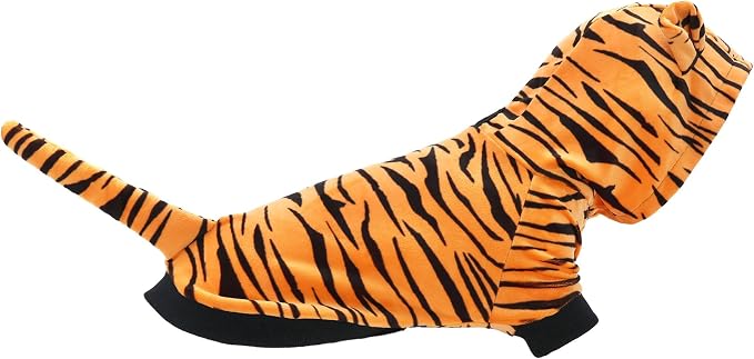 NACOCO Halloween Dog Tiger Costume-Pet Cosplay Clothes Cat Coat Hoodie Outfits Warm Winter Apparel for Dog Small and Medium Cat(M)