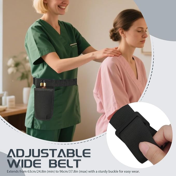 2 Pack Massage Oil Bottle Holster 1 Pocket, Lotion Bag Waist Holder Pouch with Adjustable Belt, Massage Therapy Supplies for Therapist Easy Access Accessories