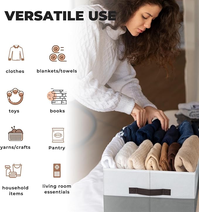 Extra Large Storage Bins 4 Pack - 16x12in Closet Organizers and Storage Baskets for Organizing Clothes Toy Blanket - Fabric Storage Cubes Containers for Shelves - All Room Organization