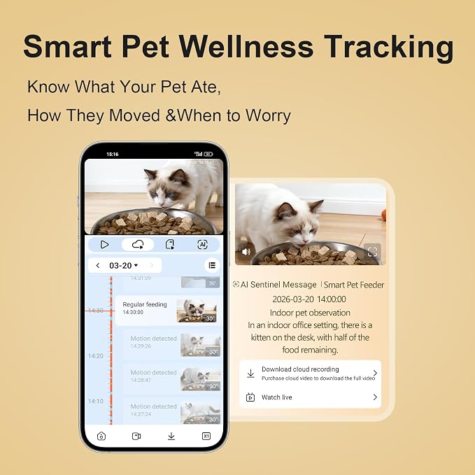 Automatic Cat Feeder with 2K Camera, 6.5L Smart App Control 5G/2.4WiFi
