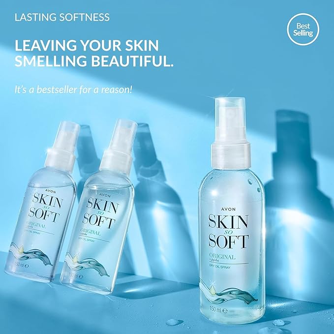 AVON SKIN SO SOFT Original Jojoba Oil Spray – Lightweight DRY Oil with Natural Moisturizing JOJOBA for Silky Smooth, Hydrated Skin 5.Fl Oz 150 ML (3-PACK)