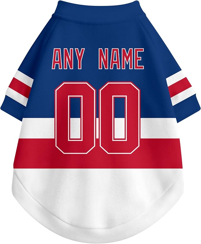 New York R Dog Clothes Personalized Pet T Shirt for Dogs Gift | Custom Name Number Jersey Style Pet Shirt for Dog