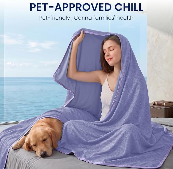 Cooling Blanket for Night Sweats Absorbs Heat to Keep Adults, Children Cool on Warm Nights, Q-Max 0.5 Cooling Blankets for Hot Sleepers, Ultra-Cool Lightweight Sofa Throw Blanket (50"x70") | Absorbs Heat Cold Summer Blanket for Night Sweats & Menopause...