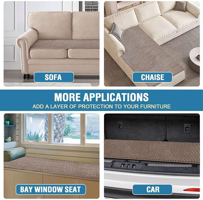 H.VERSAILTEX Plush Chenille Couch Cover for 3 Cushion Couch Anti Slip Washable Sofa Slipcovers Soft and Durable Furniture Protector for Dogs Cats Kids (27.5" x 59", Taupe)