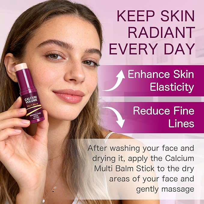 Calcium Multi Balm Stick, 2PCS Calcium Volume Multi Balm, All In One Collagen Wrinkle Stick For Face Eye Neck Lip Treatment Balm, Collagen Moisturing, Firming Skin, Anti-Aging For All Skin Type (2)