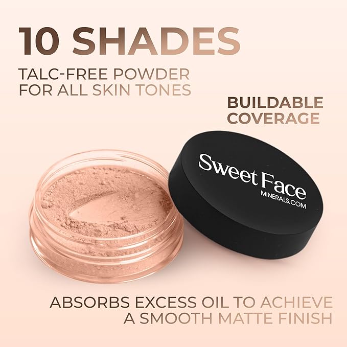 LIGHT TAN FOUNDATION (5g Sample Size Jar) – Loose Mineral Makeup Powder – Matte Finish, Buildable Natural Coverage for Tan Skin – Sweet Face Minerals SPF 30