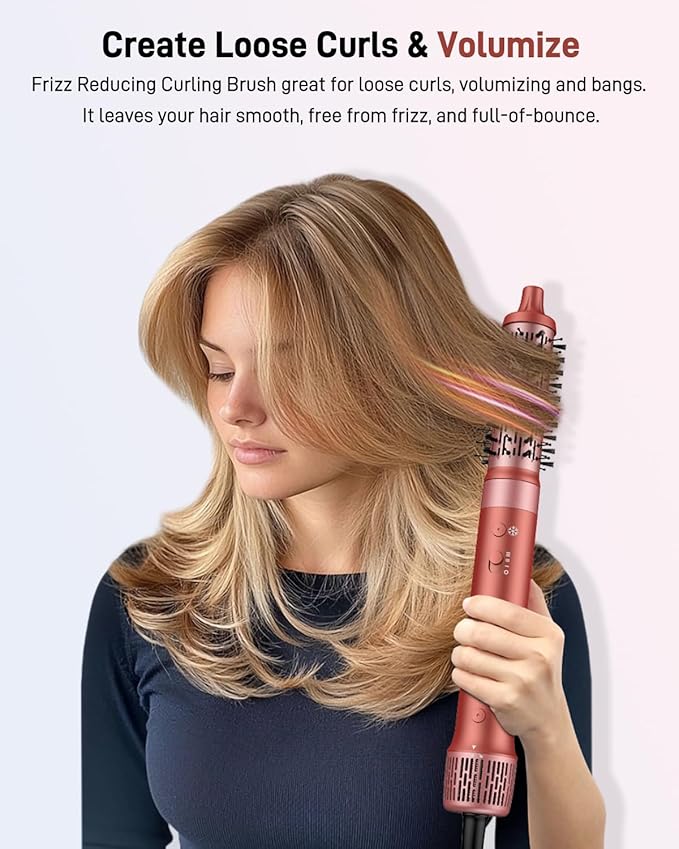 HITTIONA 5 in 1 Hot Air Styler & Hair Styler- High-Speed Hair Dryer Brush, Fast Drying Blow Dryer Brush No Heat Damage Multi-Styler Auto Wrap Curlers for Volumizing Curl Straighten Frizz-Free