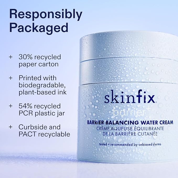 Skinfix Barrier Balancing Water Cream XL - 3.38 oz - Weightless Moisturizer with Hyaluronic Acid & Niacinamide - Combo + Oily Skin - Acne-Safe, Non-Comedogenic, Fragrance Free, Vegan, Cruelty Free