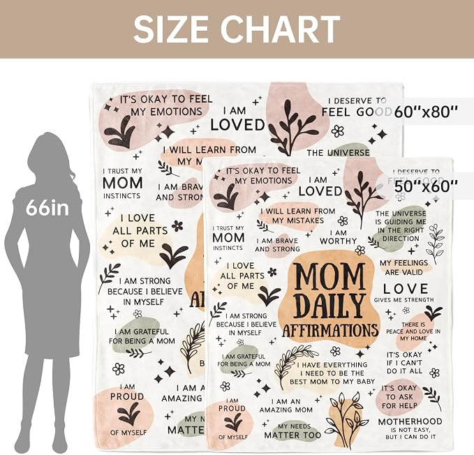 BaubleDazz New Mom Gifts Blanket, Mom Daily Affirmations(80" x 60") | Postpartum Pregnancy Gifts for First Time Moms, Mommy to Be, Mama, New Mom Essentials, Birthday Gifts for Mom