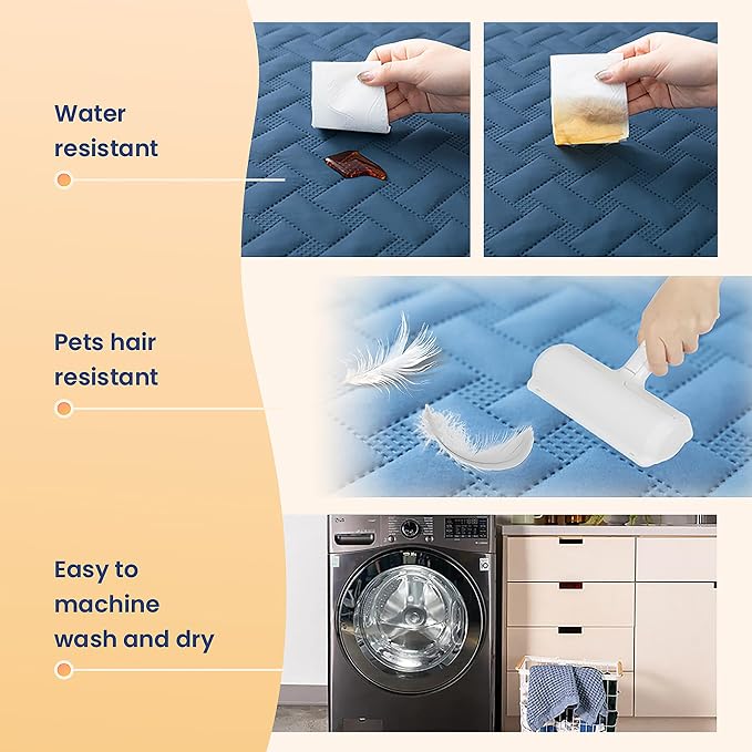 gogobunny 100% Double Sided Waterproof Dog Blanket Soft Pet Bed Cover Reversible Protect Furniture Couch Sofa Car for Puppy Cat Kids (Dark Blue/Light Blue, 82x82 Inch (Pack of 1))