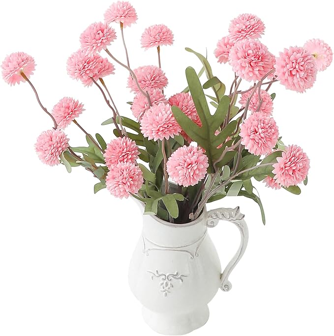 6pcs Pink Faux Silk Mums Artificial Flowers, Bulk Fake Small Mini Chrysanthemums with Stems for DIY Blush Wedding Centerpieces Floral Arrangements Vase Fillers Home Decorations