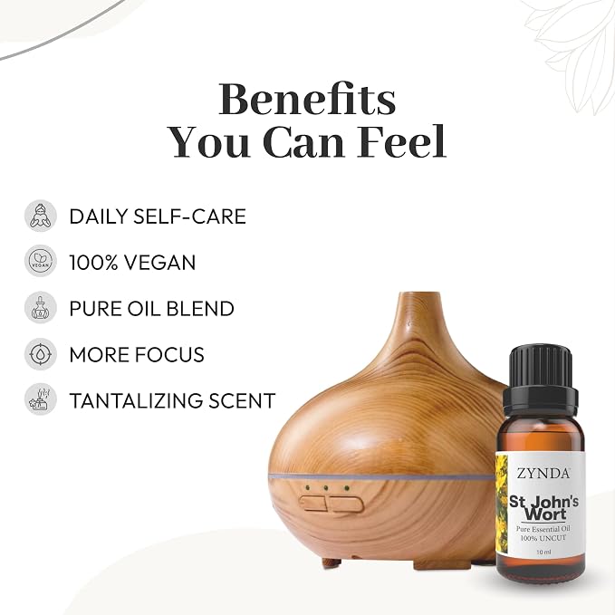 St. John’s Wort Essential Oil – 100% Pure & Natural Aromatherapy Oil | Calming & Relaxing Herbal Extract | Organic Mood Support Essential Oils for Balance & Wellness – 10ml