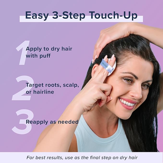 TRUHAIR Root & Scalp Cover Up Pressed Powder Compact, Waterproof, Weightless Hair Coverage & Bald Spot Concealing, Root Touch Up Hair Color for Gray Coverage & Thinning Areas, 0.35 Oz (Darkest Brown)