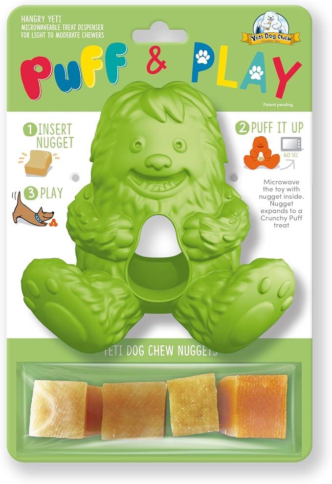 Yeti Puff & Play Interactive Dog Toy, Nugget Treat Dispenser, Green Yeti