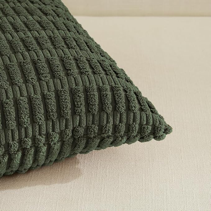 Fancy Homi 4 Packs Decorative Throw Pillow Covers for Living Room Couch Bed, Modern Farmhouse Boho Home Décor Accent Cushion Case, 22" x 22", Olive Green