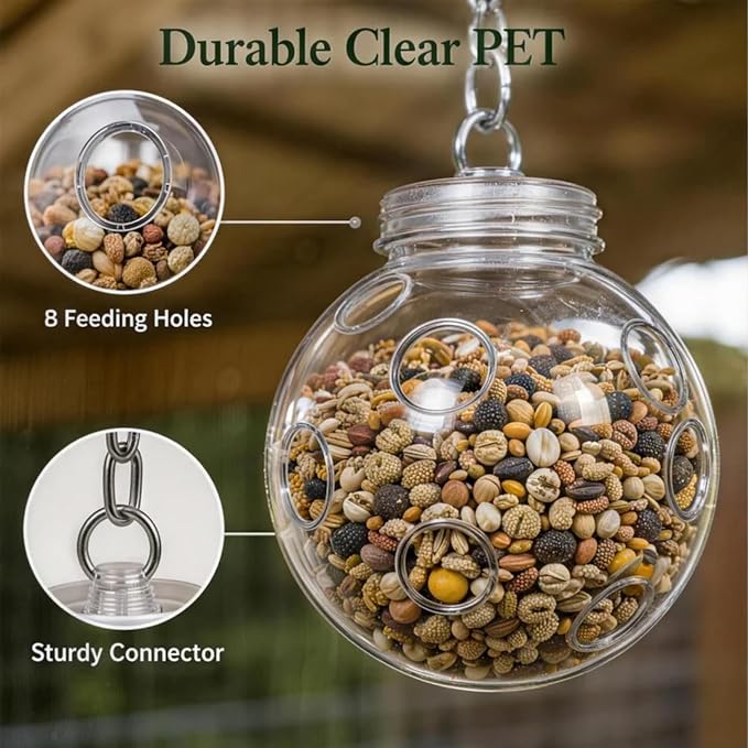 Premium Chicken Treat Dispenser Hanging Chicken Peck Toy with Chain Slow Feeding Design for Hens Poultry Coop Farm Decor 2 Pack