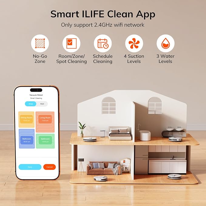 ILIFE A30 Pro Robot Vacuum and Mop,10000Pa Max Suction | 60 Days Self Emptying, LiDAR Navigation, 150 Mins, App, Remote & Voice Control, Ideal for Hard Floors, Carpet & Pet Hair