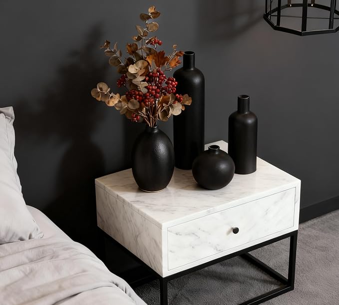 Black Ceramic Vase Set of 4, Classic Matte Small Vases Home Decorations for Table Shelf Office Centerpieces Decor