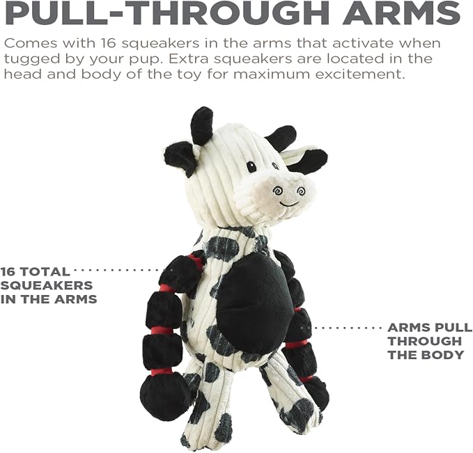 Outward Hound by Charming Pet Thunda Tugga Cow Plush & Squeaky Dog Tug Toy