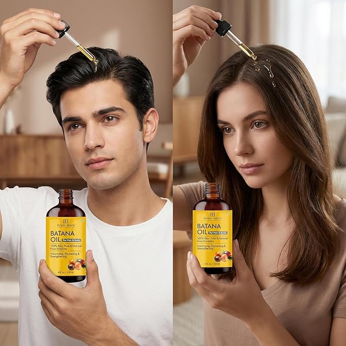 Botanic Hearth Batana Oil for Hair Growth & Hair Treatment Oils | Dr Sebi Inspired, 100% Raw & Pure Batana Oil | Scalp & Hair Treatment for Thickness & Strength | All Hair Types | 4 fl oz