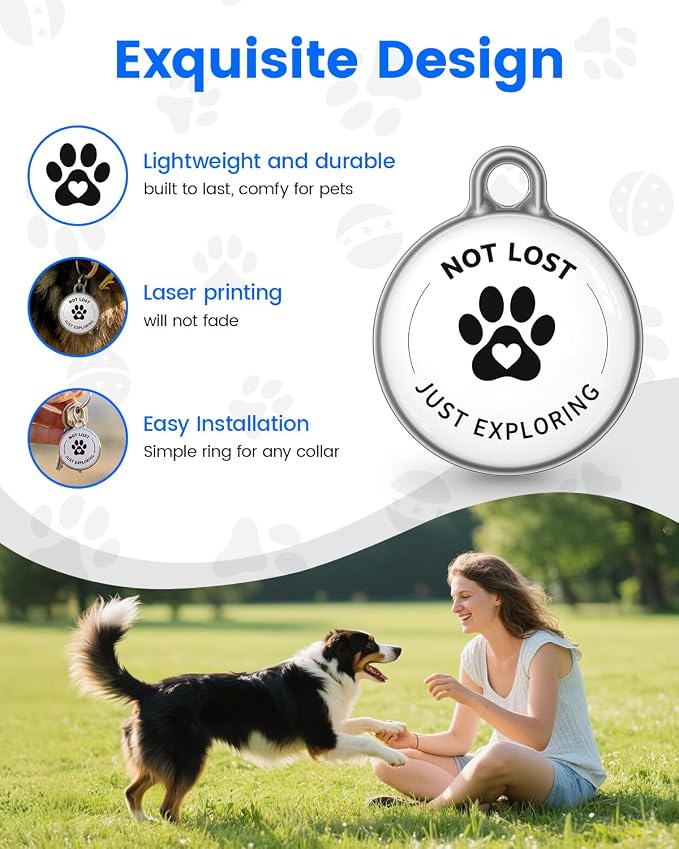 Pet GPS Tracker for Dog and Cat: No Subscription No Fee Small Tracking Tag for Dogs and Cats for Android and iOS - Waterproof Dustproof Smart Pets Trackers with Extra Long Battery Life of 360 Days
