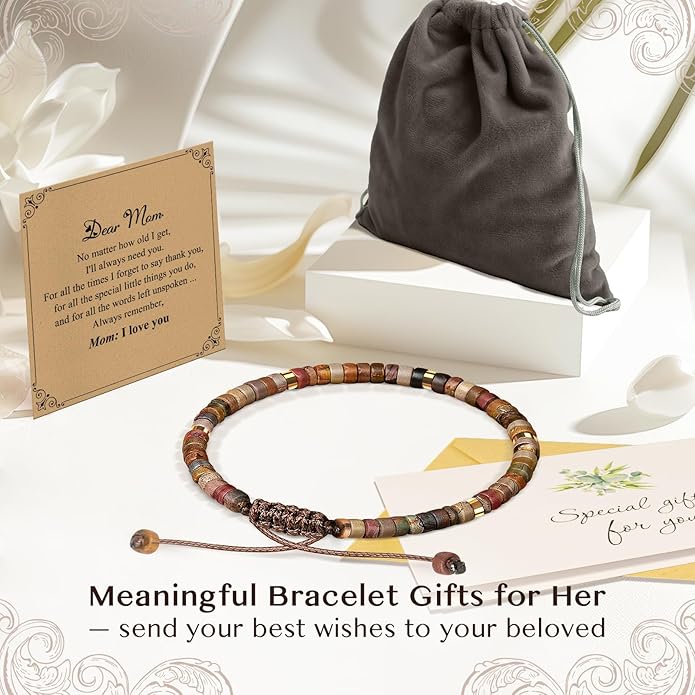 Inspirational Gifts Bracelets for Women: Valentines Mothers Day Birthday Gifts for Women Friends Sister Mom - Healing Natural Stone Beads Bracelets Thinking of you Get Well Soon Gift for Women