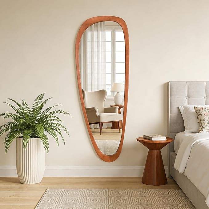 Asymmetrical Mirror, Irregular Mirror Full Length, Boho Wall Mirrors Decorative for Bedroom Living Room Entryway Hall, Mid Century Modern Decor 60" H x 22" W