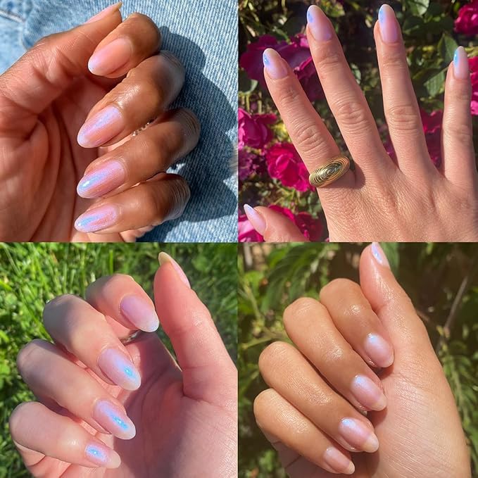 Olive & June Long Lasting Nail Polish | Spring Pastel Nails | Plump Gel-Like Finish No Lamp Needed | Lasts up to 10 days | 15-Free Vegan & Cruelty-Free Chip-Resistant | Pink Goldfish Pink Iridescent