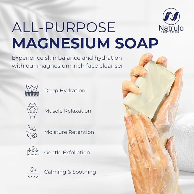 Dead Sea Magnesium Soap Bar – Deep Cleansing, Moisturizing Body Soap for Dry Itchy and All Skin Types – Shower Soap Soothes Muscles and Joints – All-Natural Exfoliating Face and Body Wash Made in USA