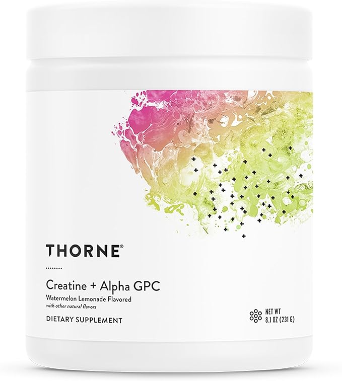 THORNE - Creatine + Alpha GPC - Micronized Creatine Monohydrate Powder - Support for Muscles & Cognitive Function* - for Women & Men - Watermelon Lemonade - NSF Certified for Sport - 30 Servings