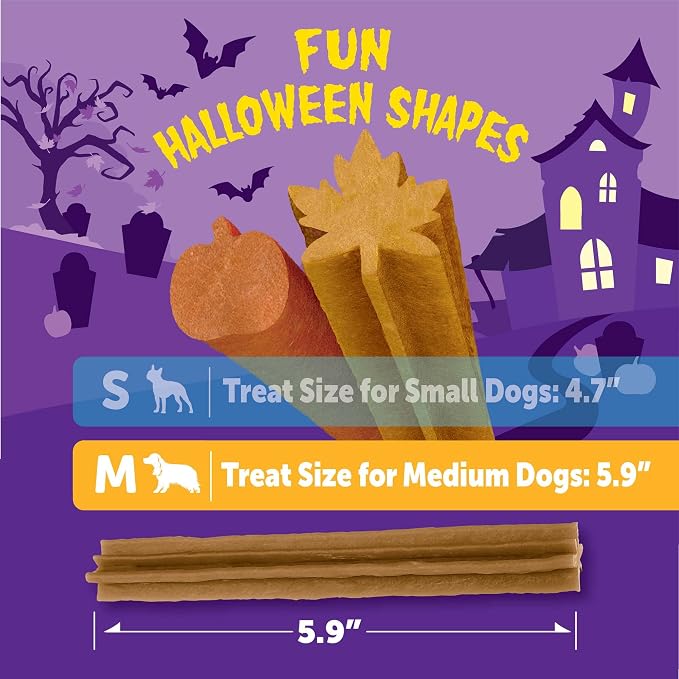 Wellness WHIMZEES Fall Natural Dog Dental Treat, Autumn Halloween Seasonal Gift, Chews, Freshens Breath, Medium Size, 6.3 oz Bag, 6 Count