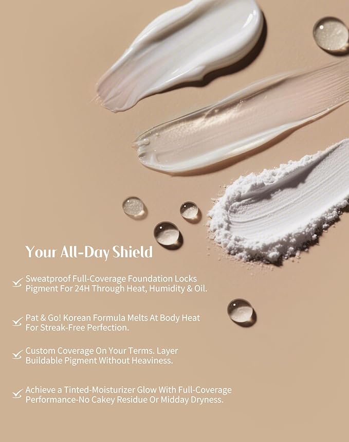 bayfree Tinted Moisture Foundation Balm, All-Day Wear Full Coverage Foundation, Hydrating & Weightless, Sweatproof & Humidity-Resistant, Buildable Natural Finish, Vegan Korean Makeup