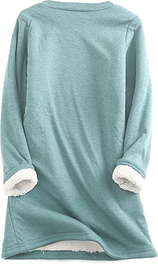 Yeokou Women Warm Sherpa Lined Fleece Crewneck Sport Sweatshirt Pullover Loungewear