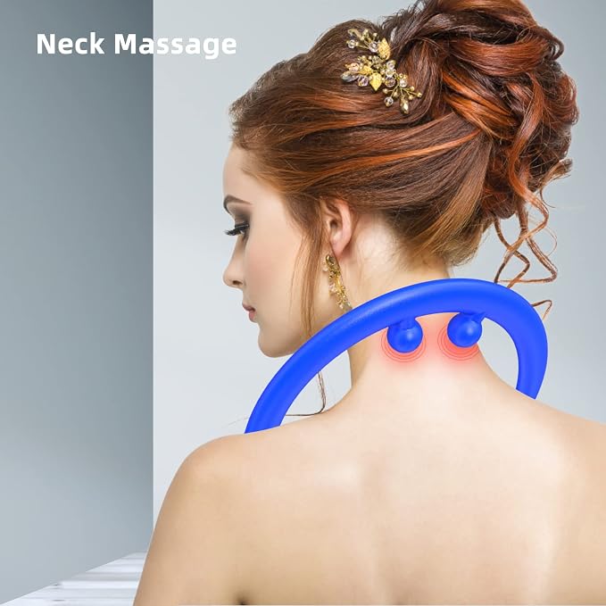 Back and Neck Massager - Blue | for Trigger Point Fibromyalgia Pain Relief and Self Massage Hook Cane Therapy