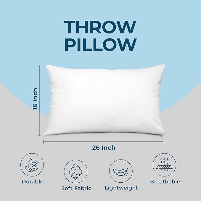 Utopia Bedding Throw Pillows, Decorative 16x26 Pillow Inserts, Set of 4 | Down alternative pillow insert with plush fluffy fill for beds sofas couches and chairs. Suitable for indoor outdoor use.