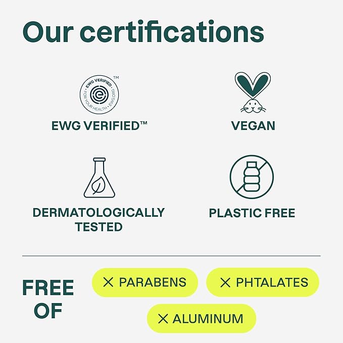 ATTITUDE Plastic-Free Deodorant, EWG Verified, Aluminum Free, Vegan Naturally Sourced Body Deodorants for Women & Men, Dermatologically Tested, Lemon Leaves, 3 Ounces